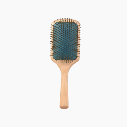 Dark green massage comb with round beech handle