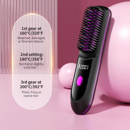 Portable negative ion electric straight hair comb