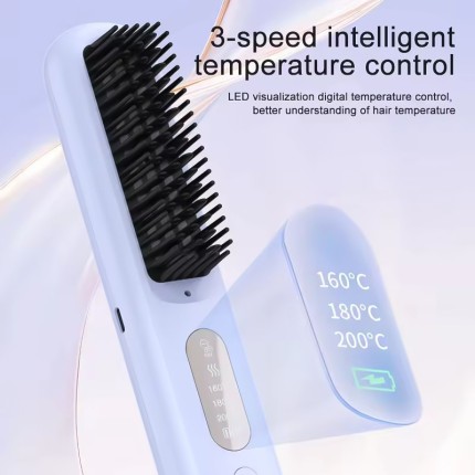 Portable LCD atomizing oil negative ion straightening comb