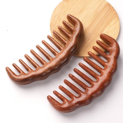 Natural Sandalwood Half Moon Hair Care Wide Tooth Comb
