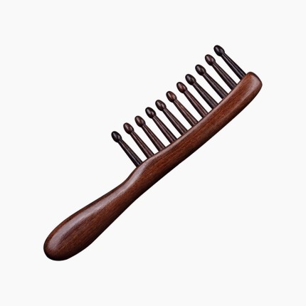 Natural sandalwood wavy wide-tooth massage comb