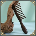 Natural sandalwood wavy wide-tooth massage comb